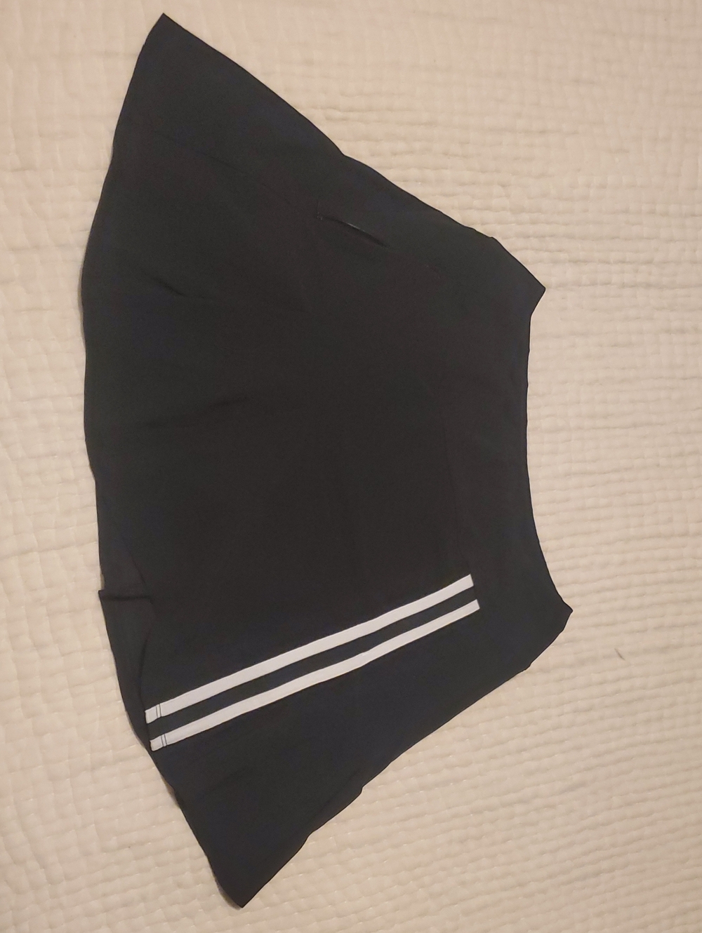 Black Athletic Skater Skirt with White Stripes
